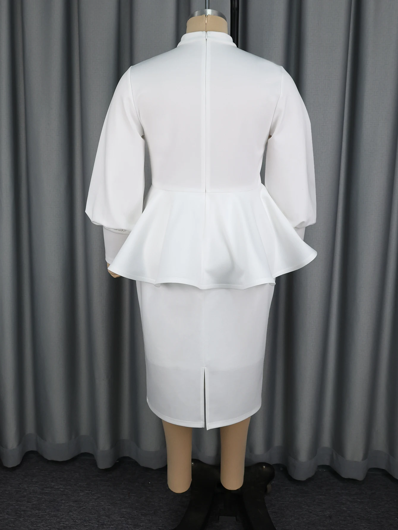 Elegant White Two Piece Set Women Floral Appliques Long Sleeve Peplum Top  Pencil Skirt Suit Wedding Guest Evening Party Outfit - AliExpress 200000345