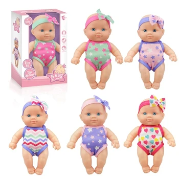 Mini Silicone Reborn Dolls Realistic Smiling Newborn Baby Doll Simulation Baby Dress Up Soft Rubber Doll For Girls Toddler Gift 1