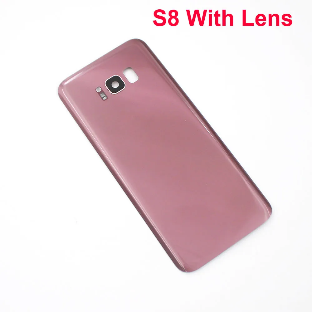Premium Back Glass Replacement with Camera Lens Frame + Logo for Samsung Galaxy S8/S8+ Battery Cover Repair