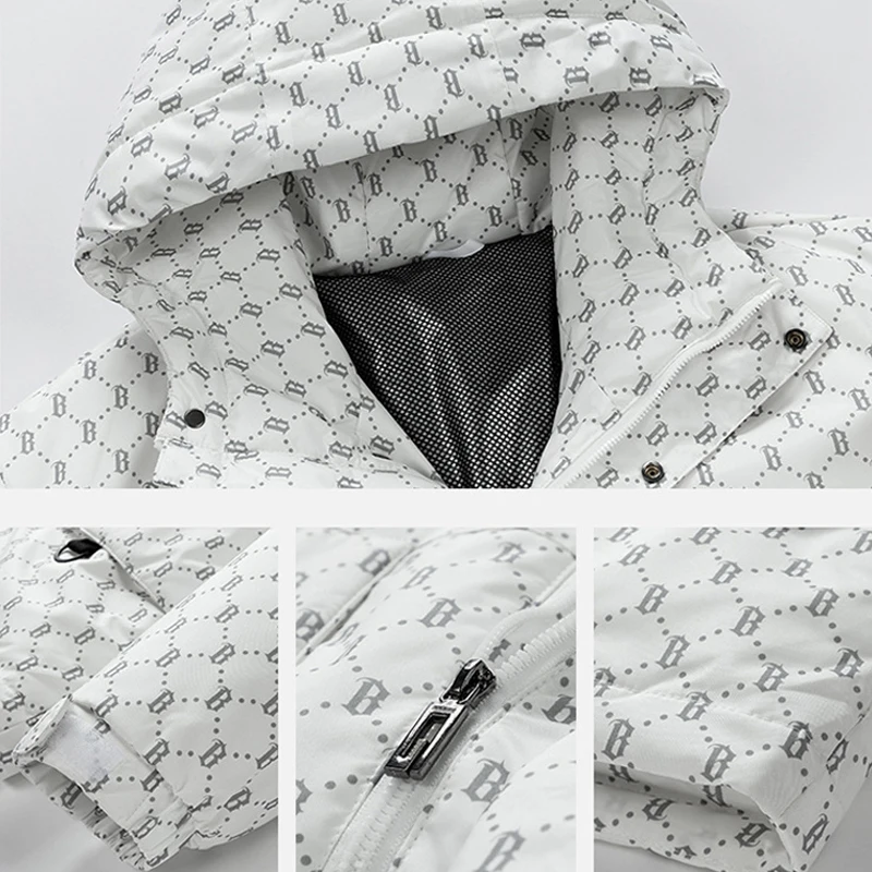 New Men's Down Jacket Mid-Length Winter Thick White Duck Down Jacket Natural Animal Fur Collar Multi-Pockets Overcoat Men