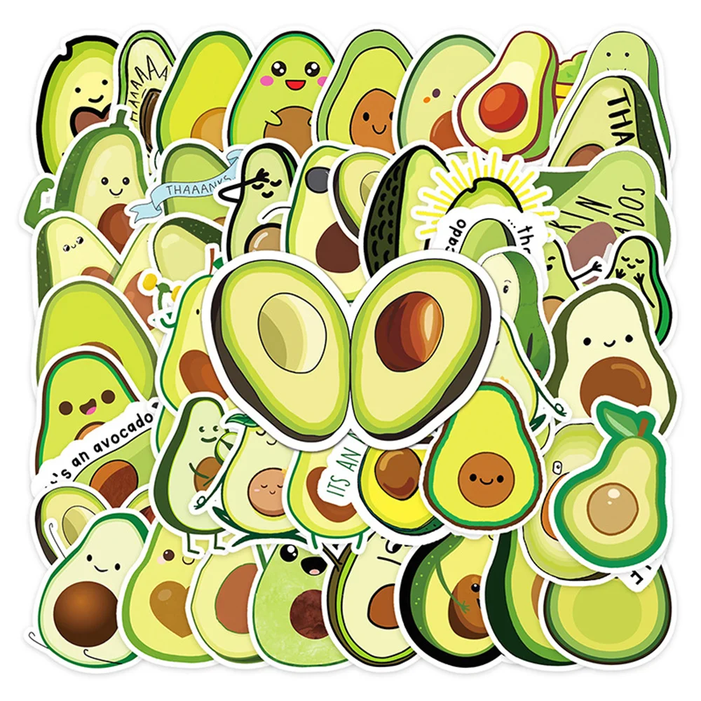 

10/30/50PCS New Avocado Cartoon Personality Creative Computer Suitcase Mobile Phone Car Decoration Waterproof Sticker Wholesale