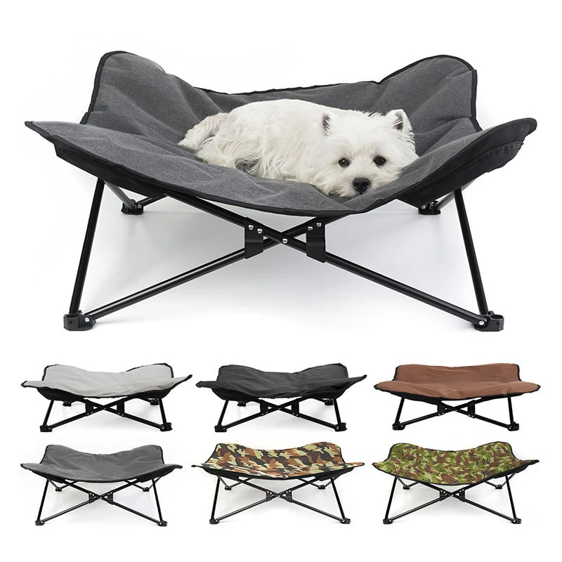 FoldableOutdoorCampingPetDogBedElevatedPortableMetalFrameDog