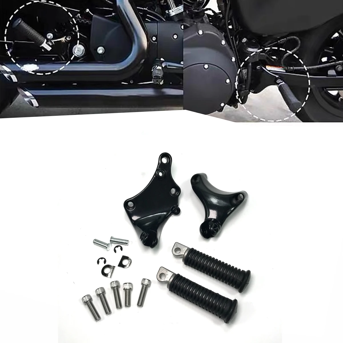 

For Harley Sportster Iron XL883/XL1200N-X48 V72 2016-2022 Motorcycle Rear Passenger Foot Pegs Mount Black Pedal
