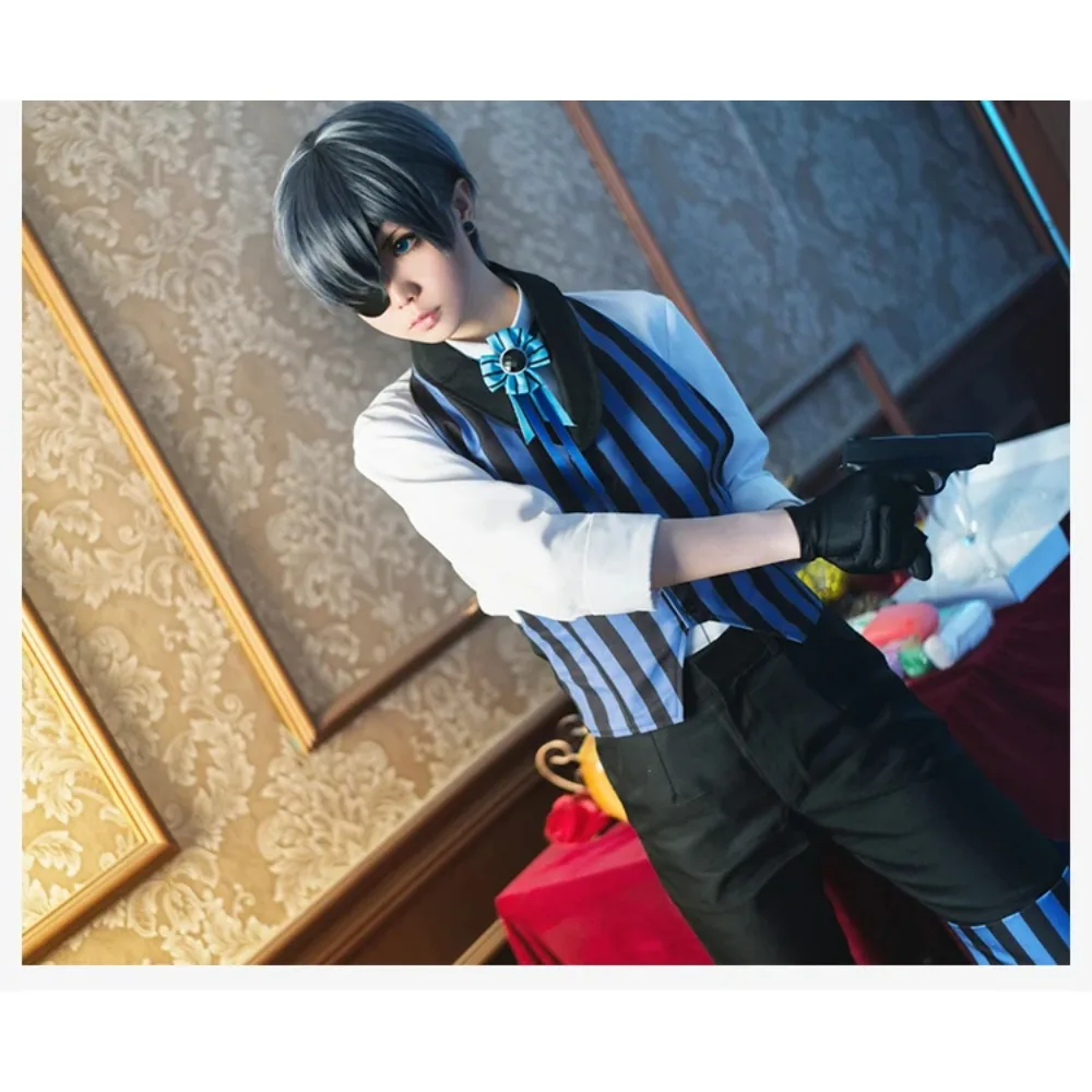 Man Woman Black Butler Kuroshitsuji Cosplay Ciel Phantomhive Cos Japan Clothes Carnaval Costume suits with wig uniform full set
