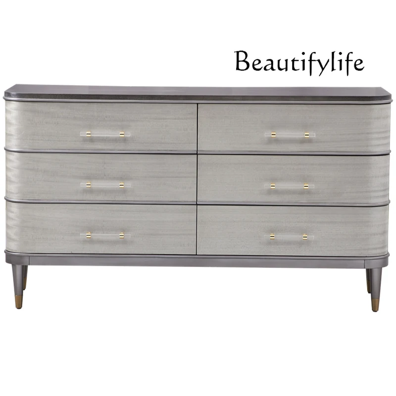 

American Light Luxury Sideboard Cabinet Modern Minimalist Wine Cabinet Integrated Wall Designer Model Curio Cabinet