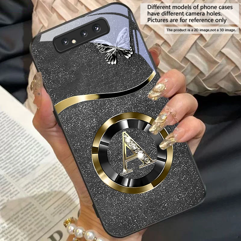 Gold Letter A Badge Glass Phone Case