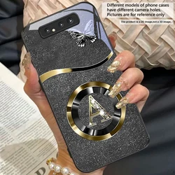 Gold Letter A Badge Glass Phone Case - Galaxy A80 (BLH - BLH2603071)