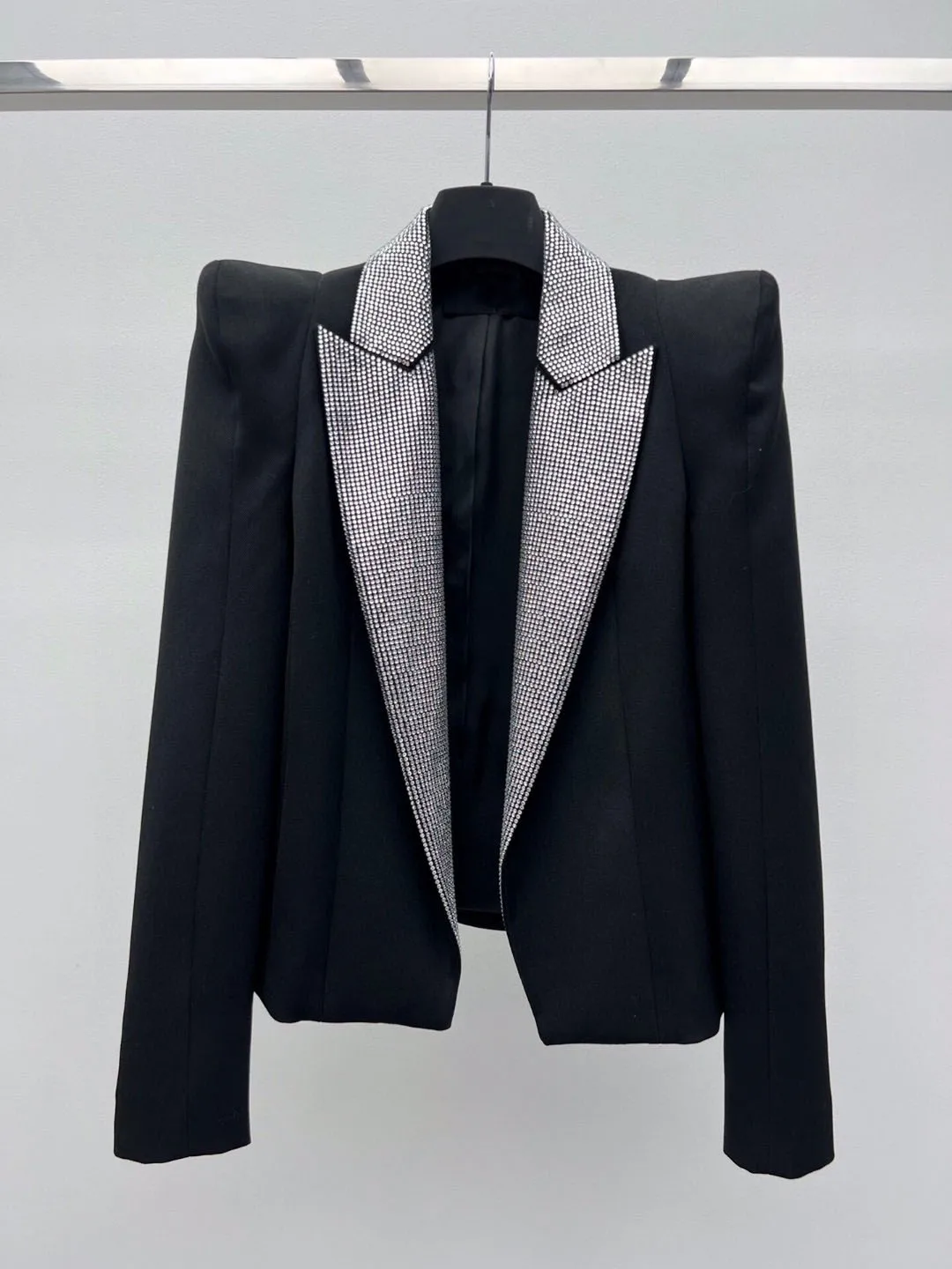 

2023 Women's Clothing High Quality Diamonds 80% Wool Blazer Female Chic Coat for Lady Autumn Winter New