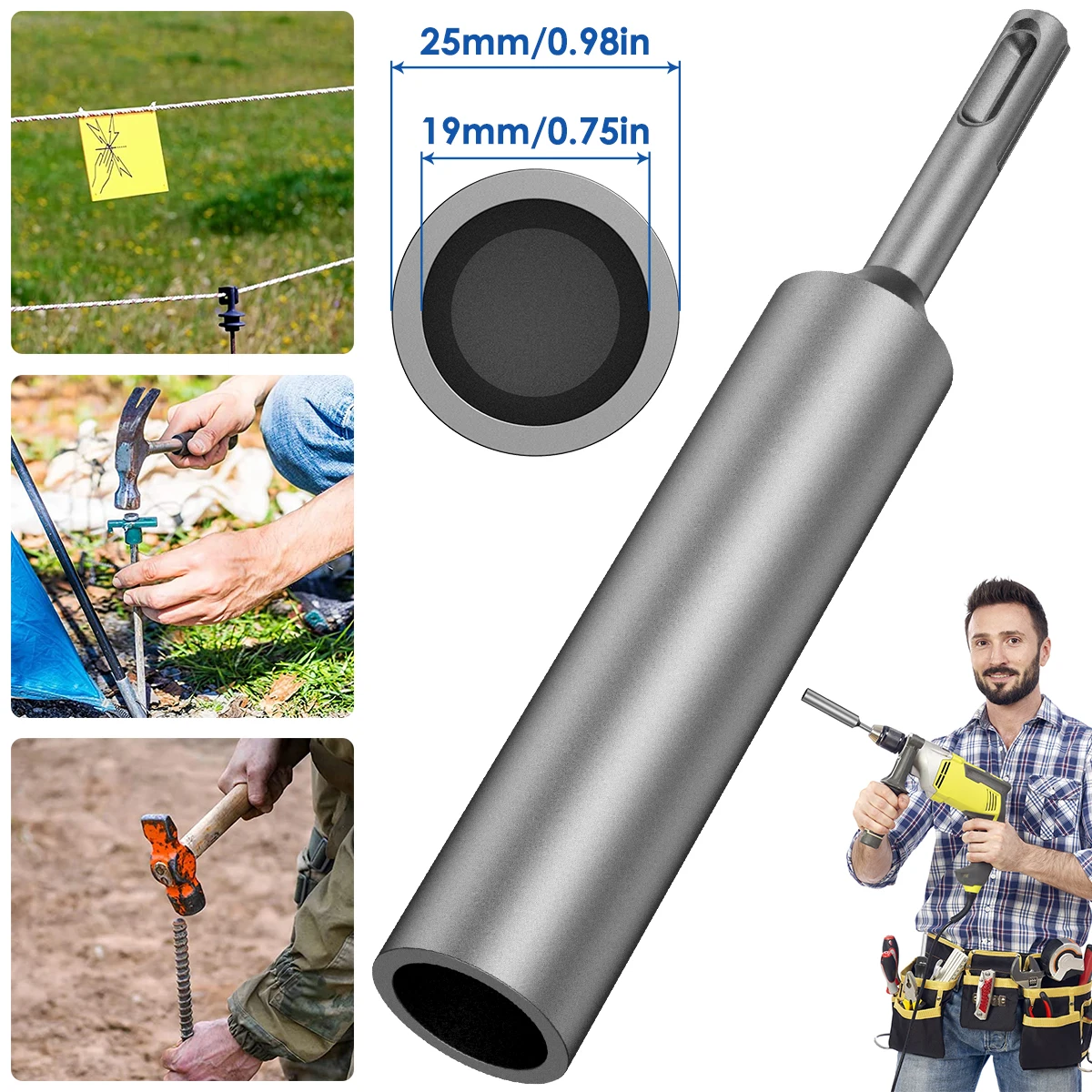 Steel Ground Rod Driver Drill Bit for 5/8 and 3/4 Inch