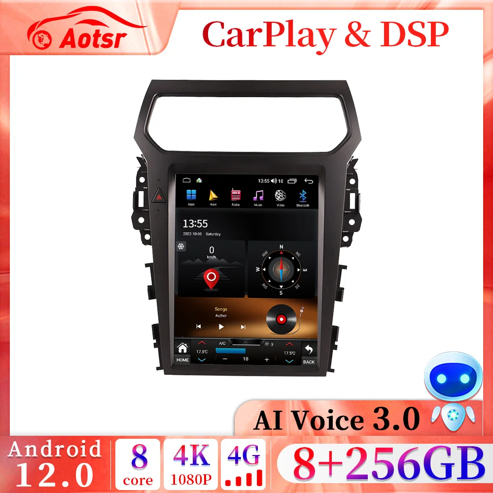 

12.1 inch Tesla Screen For Ford Explorer 2011-2019 Android 12.0 Car Radio Multimedia Player GPS Navigation Auto Stereo Headunit