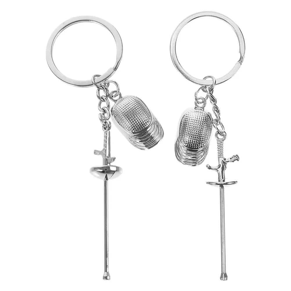 2pcs 펜싱 포일 Epee 펜싱 쥬얼리 디자인 스포츠 기념품 기념품 선물 자동차 열쇠 고리 스포츠 토큰 선물