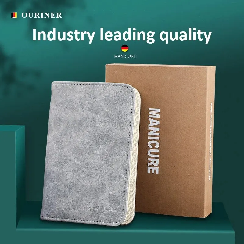 모란디 그레이 매니큐어 세트, 최상급 풀 그레인 암소 가죽 포장 손톱깎이 키트, 완벽한 선물, 친구 가족