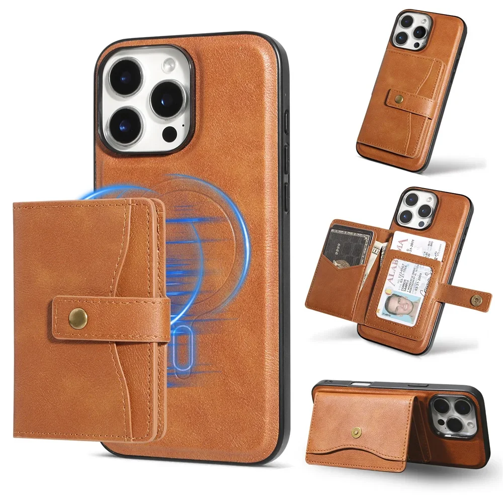 Leather MagSafe Magnetic Wallet and Card Holder Phone Case