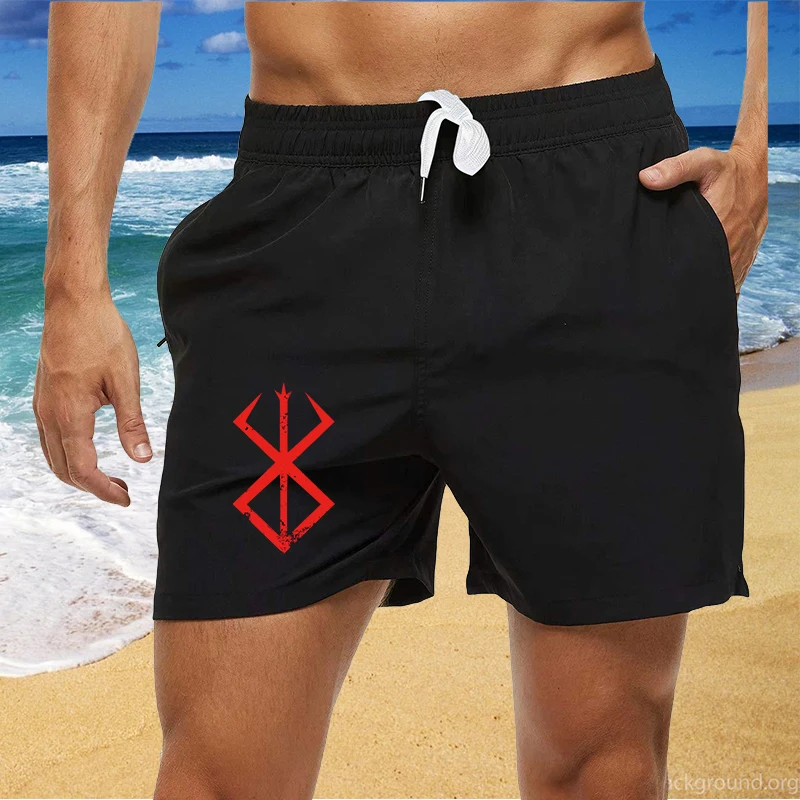 

Berserk Guts Men's Swim Trunks Beach Shorts Drawstring with Mesh Lining Elastic Waist Plain Breathable Soft Streetwear