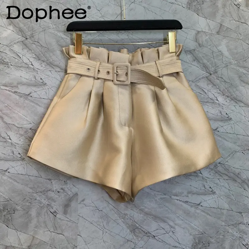 

Khaki Shorts Women's Clothing Summer Thin High Waist Wide-Leg Casual Pants Cold Style High-Grade Short Pants Soft Booty Shorts