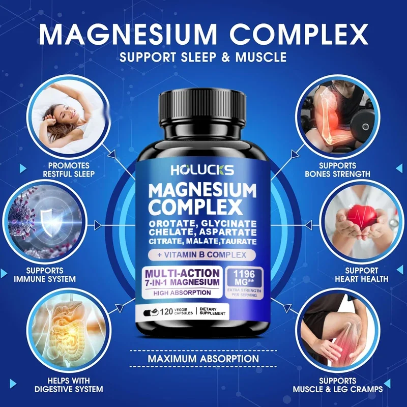 Buy 1 Get 1 Free! Magnesium Complex Supplement, with Vitamin B6 & Vitamin C, for Sleep, Stress Relief & Muscle, Strong Nerves 3