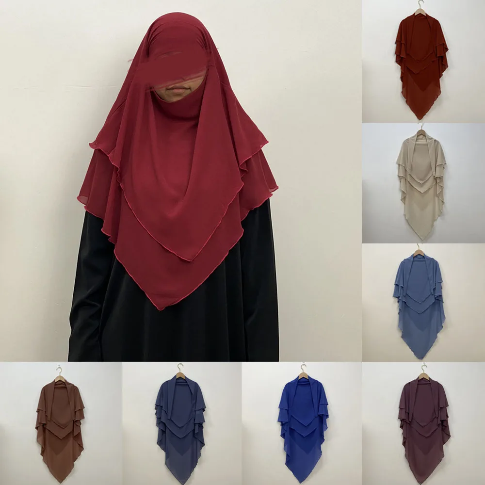 Hijabs Islamic Clothing Long Khimar Prayer Clothes Chiffon Women Plain