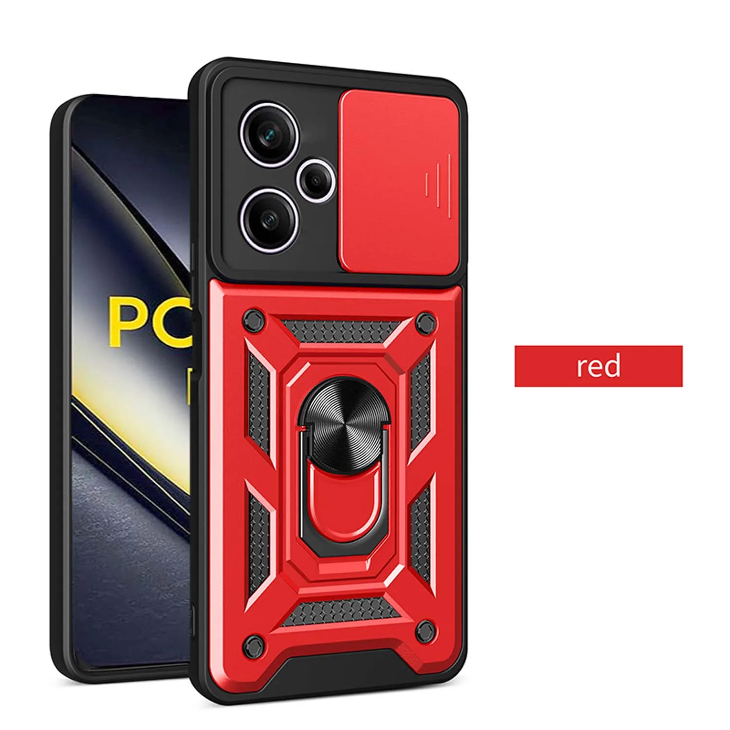 Shockproof Armor Phone Case with Car Holder and Camera Lens Protection