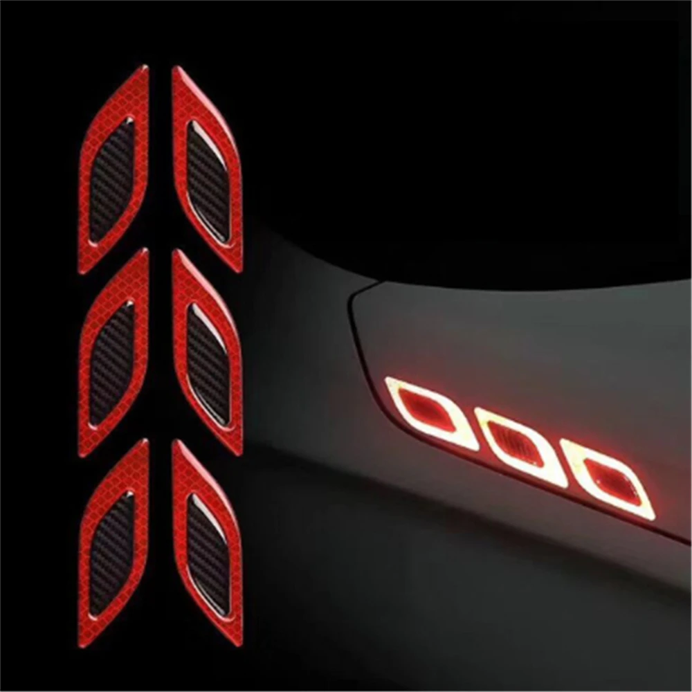 Stickers For Car 6Pcs/Set Reflective Strips Carbon Fiber Sticker Truck Auto Motor Anti-Scratch Safety Warning |
