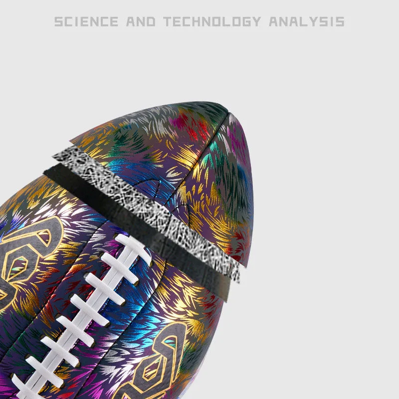 1 Pc Luminous Reflective Rugby PU Standard Match Training Ball No. 6 No. 9 American Football Ball view 4