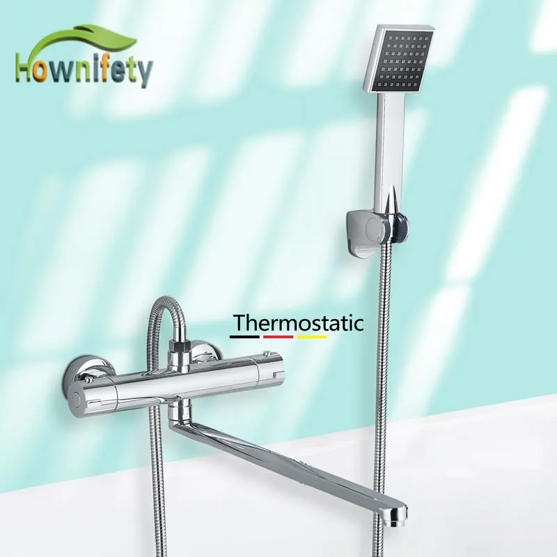 Thermostatic Shower Faucet Chrome Cold Hot Water Mixer Tap Wall Mounted Thermostat Tapware ABS Plastic Handheld Bathtub faucet bathtub faucet shower faucet water mixer