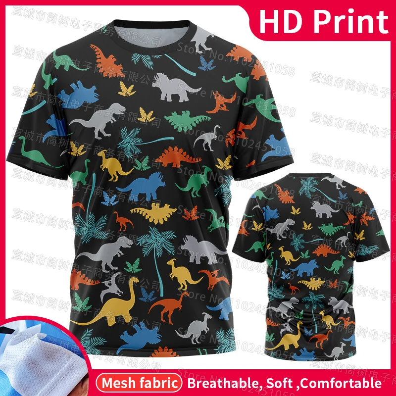 

Summer Kid's T-Shirt 3D Dinosaur Print Short Sleeve Fashion Beach Style Casual Top Teen Children Boys and Girls Parent-Child Top