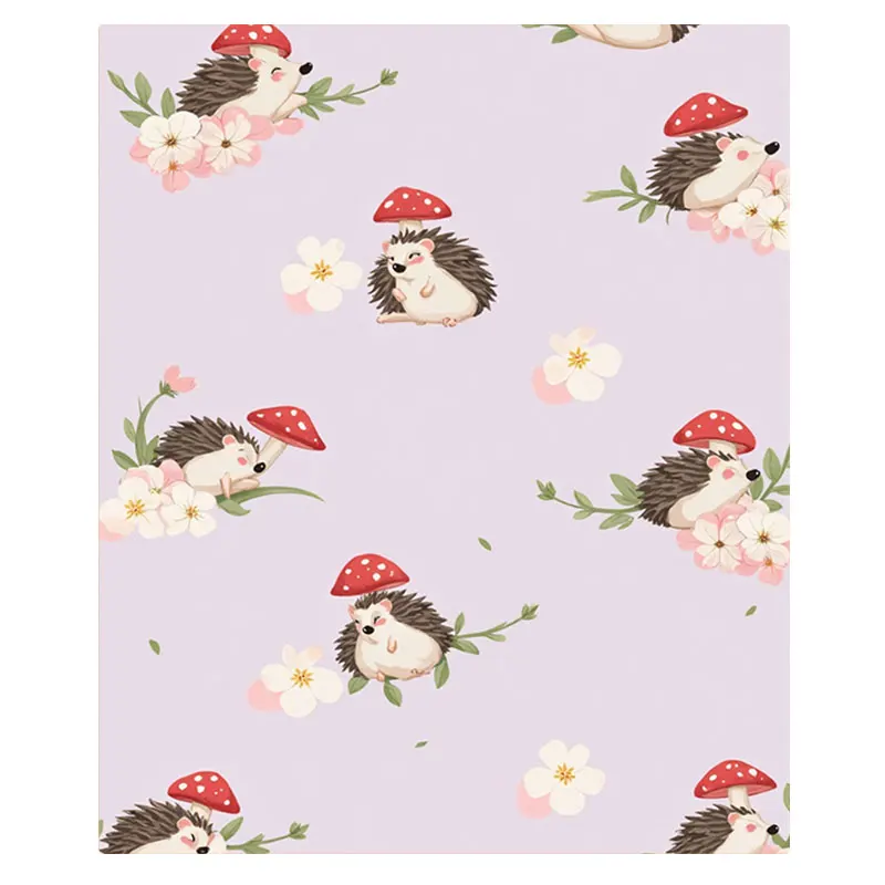 Cozy Flannel Hedgehog Mushroom Floral Blanket