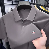 Polo homme de luxe en coton 100% pour l'été, imprimé sur le col, manches courtes, t-shirt décontracté et professionnel, vêtement respirant pour homme 5