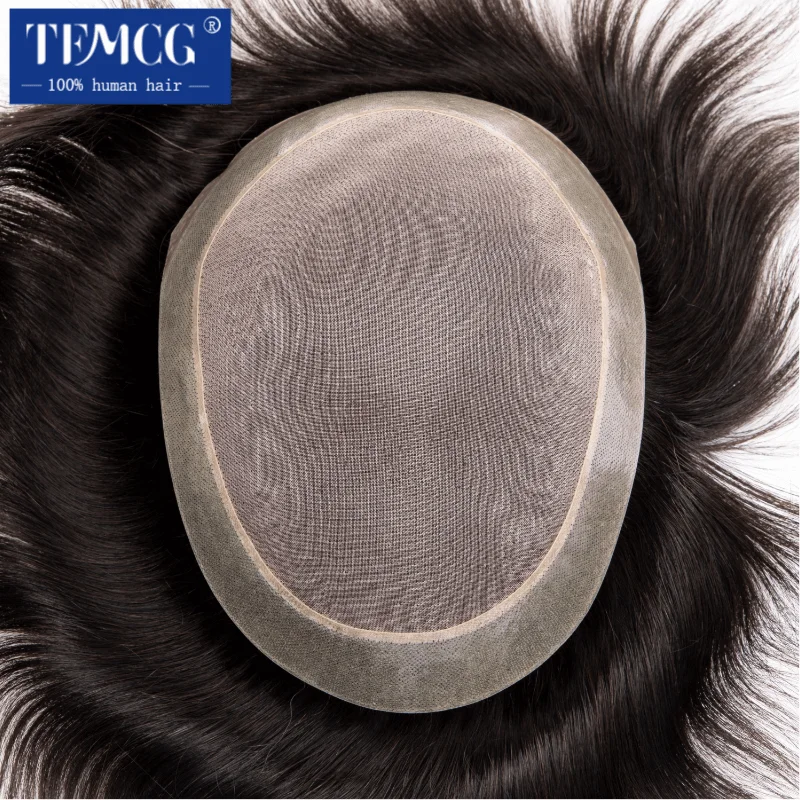 Fine Mono With Soft Pu Toupee Men Wig 100%  Human Hair Breathable Male Hair Prosthesis Capillary Male Wig Exhuast Systems 6