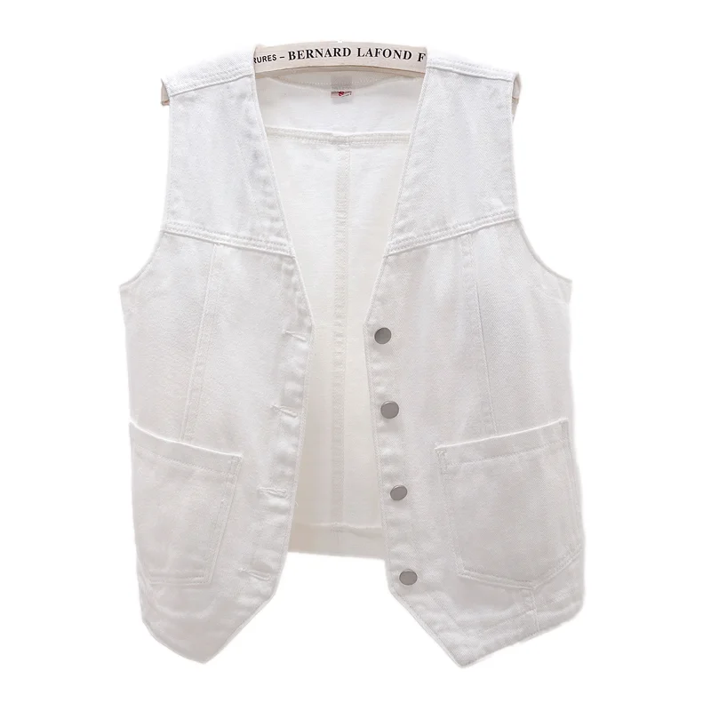 SummerThinWhiteDenimVestWomenLooseCasualShortWaistcoatCowboy
