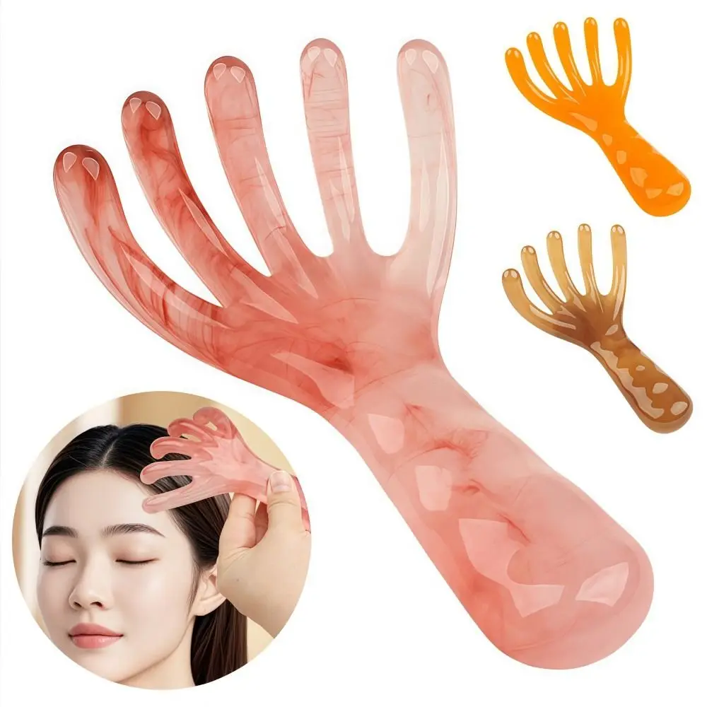 Five-Claw Head Meridian Massage Comb Resin Anti-static Back Scratcher Handheld Multifunctional Long Handle Comb