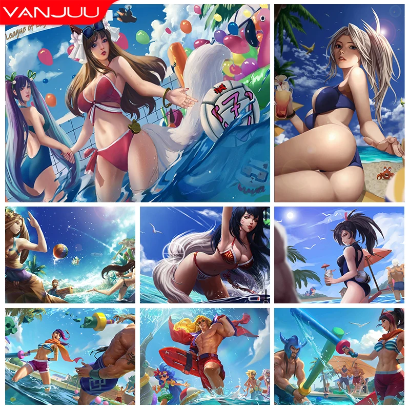

Bikini Beauty 5D Diamond Painting Kit Anime Beauty Cross Stitch Diamond Embroidery Full Diamond Mosaic DIY Rhinestone Home Decor
