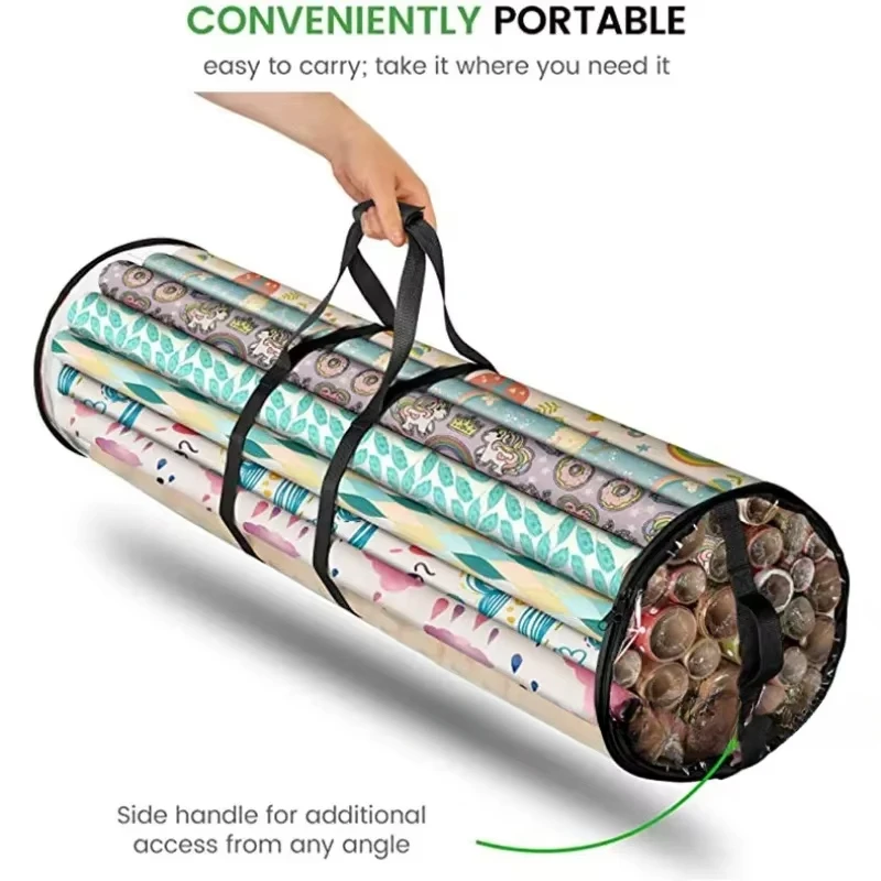 Wrapping Paper Storage Bag Clear Waterproof Storage Bin Container Gift Wrap Organizer Stores Holiday Christmas Organizer
