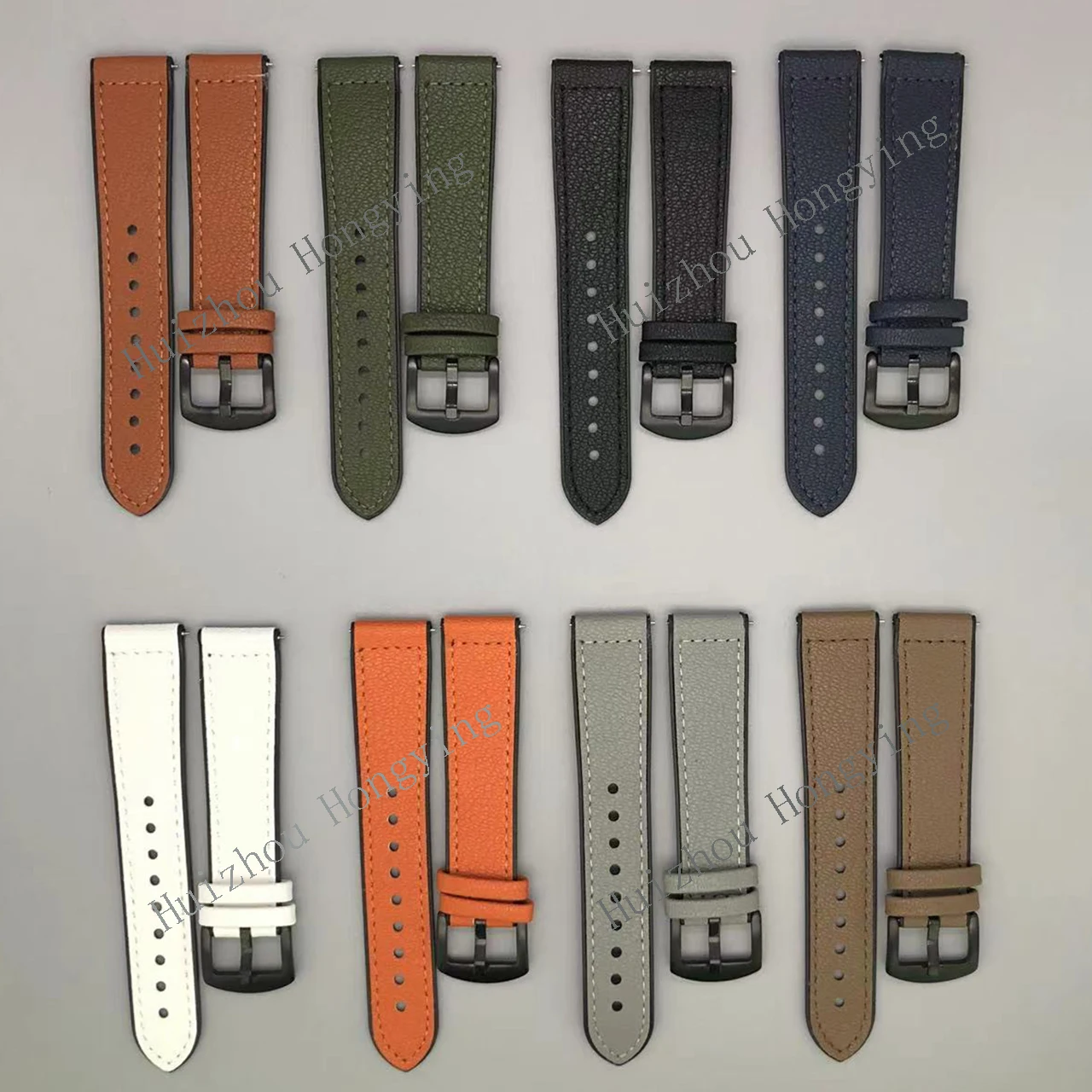 Premium PU Leather Smart Watch Band - 22mm/20mm Adjustable Strap