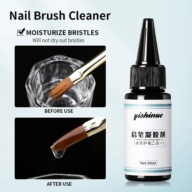 1 Set Nail Brush Cleaner Liquid Remover Acrylic Uv Gel Polish