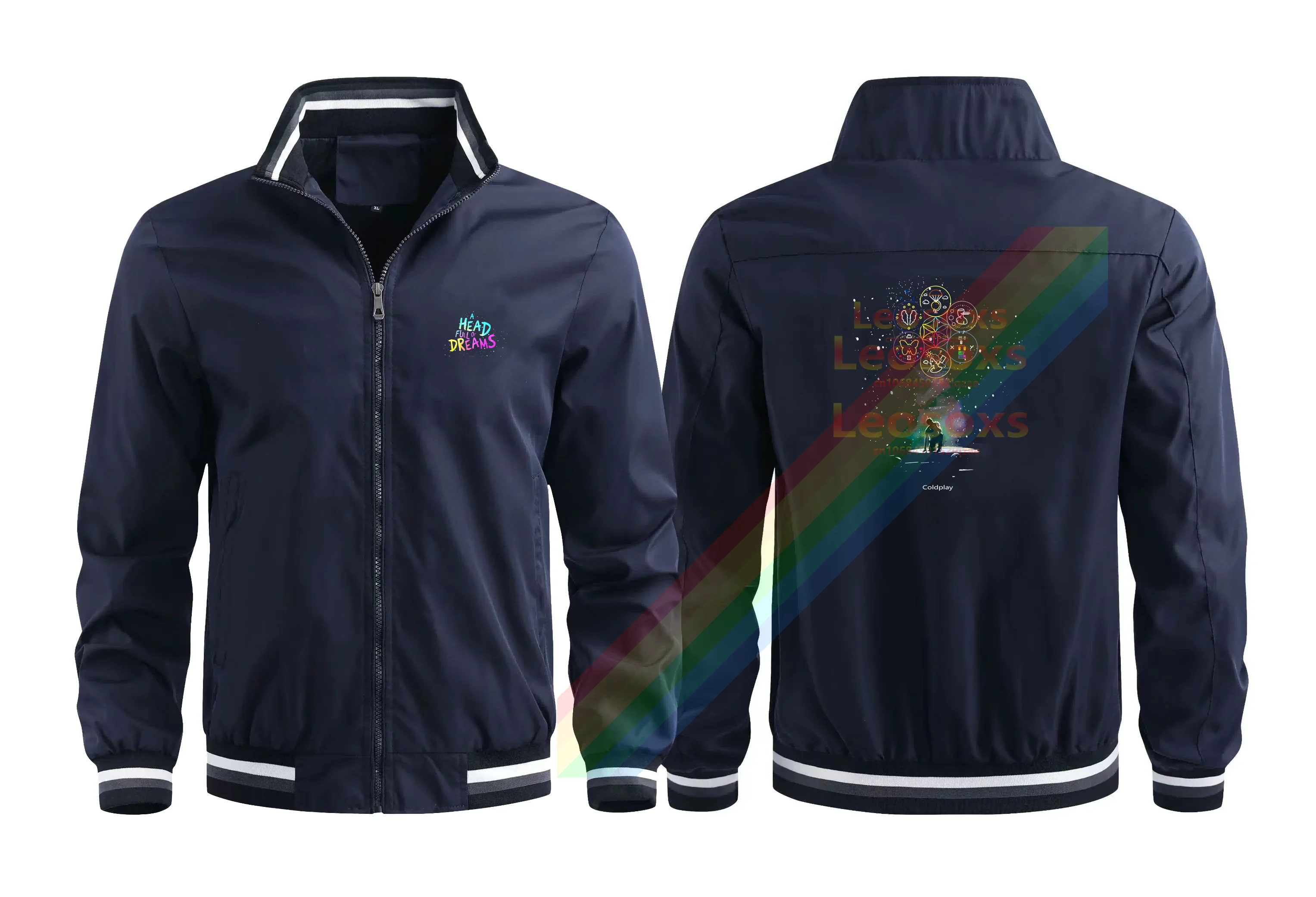 

[TEW] High Quality Fashion Rock Print Cold.play Leosoxs Jacket A Head Full of Dreams Sports Casual Long Sleeve