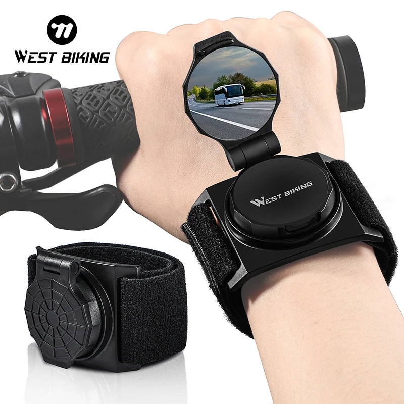 WEST BIKING-Rétroviseur de vélo, miroir de poignet, brassard, vue arrière, VTT, route de montagne, vélo, réglable, rotatif, accessoires de cyclisme