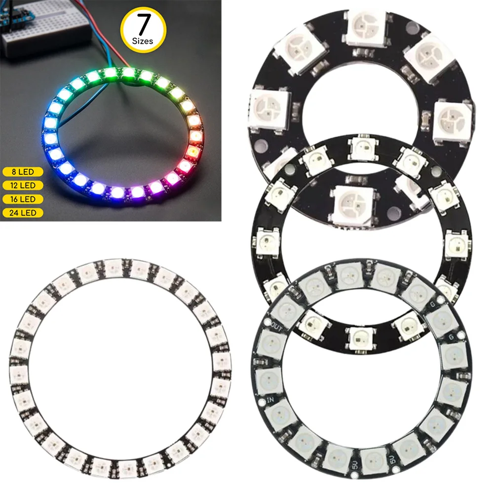 5V LED Ring Individual Addressable RGB LED NeoPixel Ring For Arduino WS2812 Full-color Driver Lamp Portable Lighting Accessories