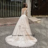 Customized Luxury Long Sleeve Wedding Gowns For Princess Scoop Neck A-Line Applique Elegant Applique Bridal Dress Robe De Marié 2