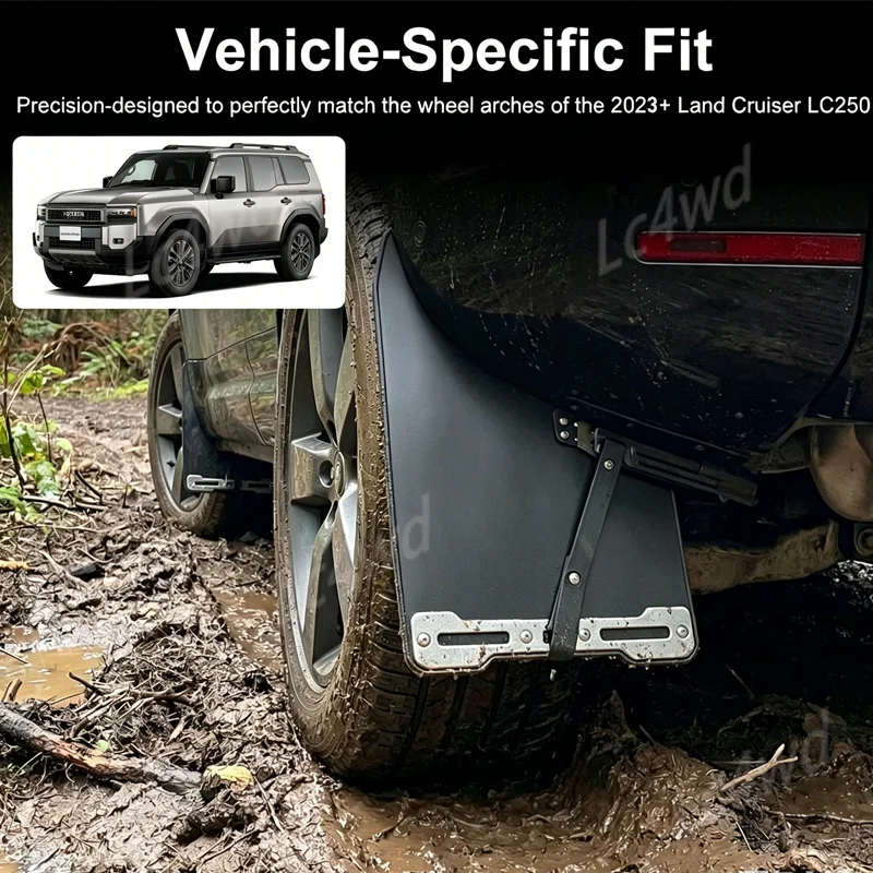 LC4WD 4x4 외부 악세사리 머드 플랩 가드 앞뒤 4개 머드가드 펜더 (토요타 랜드크루저 LC250 2023-2026용)