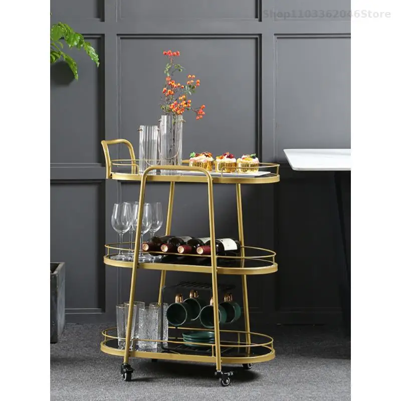 Nordic Mobile Food Truck Hotel Commercial Food Truck Tea Double-decker Three-layer Wine Cart Cart Cake Home
