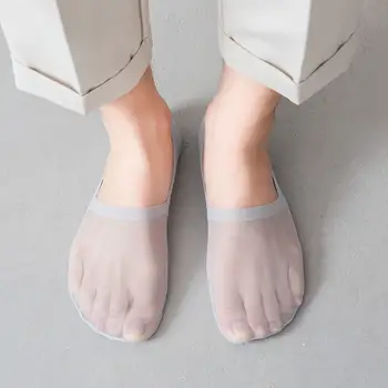 통기성 로우컷 발목 양말 슬리퍼 남성용 보트 양말 여름용 초박형 메쉬 실리콘 미끄럼 방지 보이지 않는 노쇼 양말 그레이