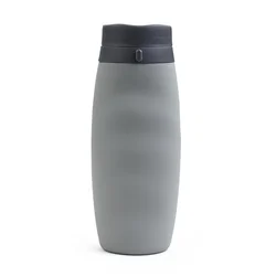 Collapsible 600ml Portable Soft Flask Water Bottle for Outdoor Activities - BPA Free (Grey)