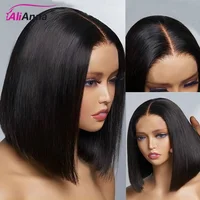 Perruque sans colle en cheveux humains prête à porter, perruques courtes bob pour femmes, perruques transparentes pré-coupées en cheveux humains, perruques décolorées sans nœuds, ligne de cheveux naturelle, perruques 100% cheveux humains pour femmes, sans colle, perruques pas chères en liquidation, perruque Alianna 4x4 Lace Closure pré-épilée 2