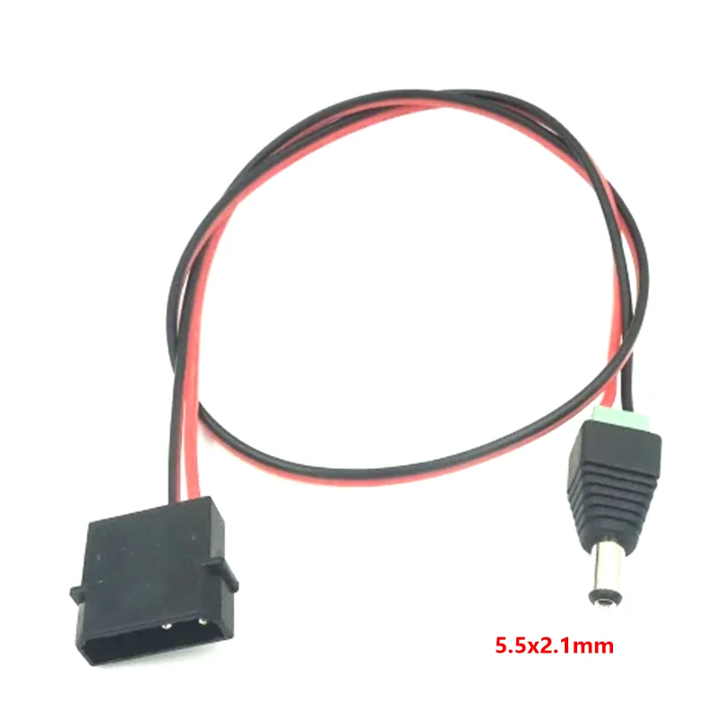 2pcs/lot 4-pin IDE Molex TO 12V DC Power Jack Connector Plug 5.5x2.5mm/5.5x2.1mm Adapter