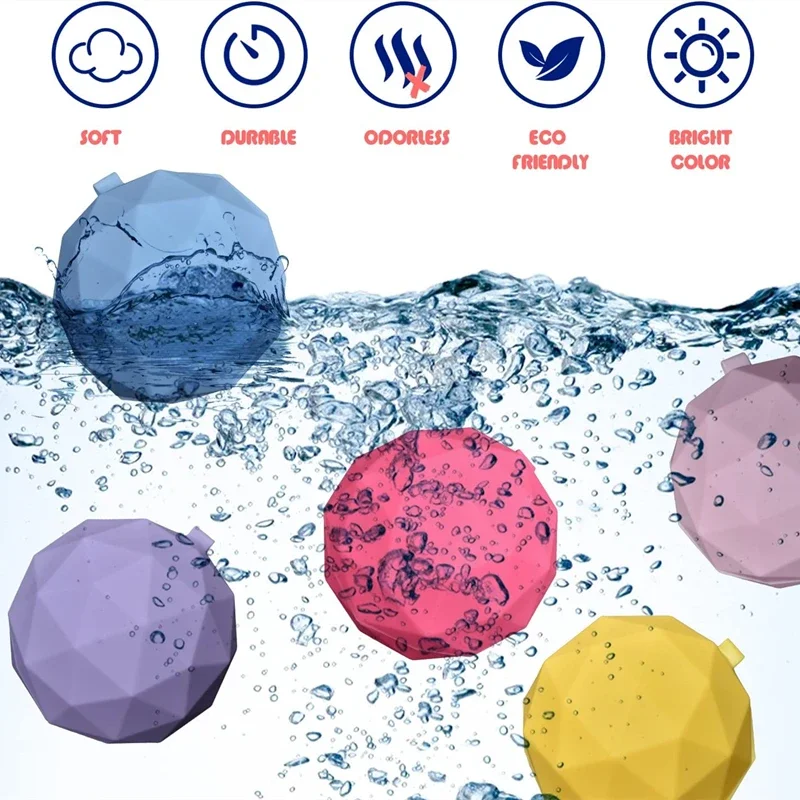 4Pcs Cute Reusable Water Balloons Quick Fill Silicone Self-Sealing Water Ball Toys for Summer Party Outdoor Pool Garden