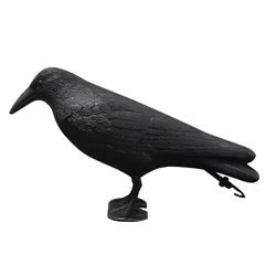 Outdoor Garden Decoration: Realistic Black Crow Raven Bird Repellent (Black)
