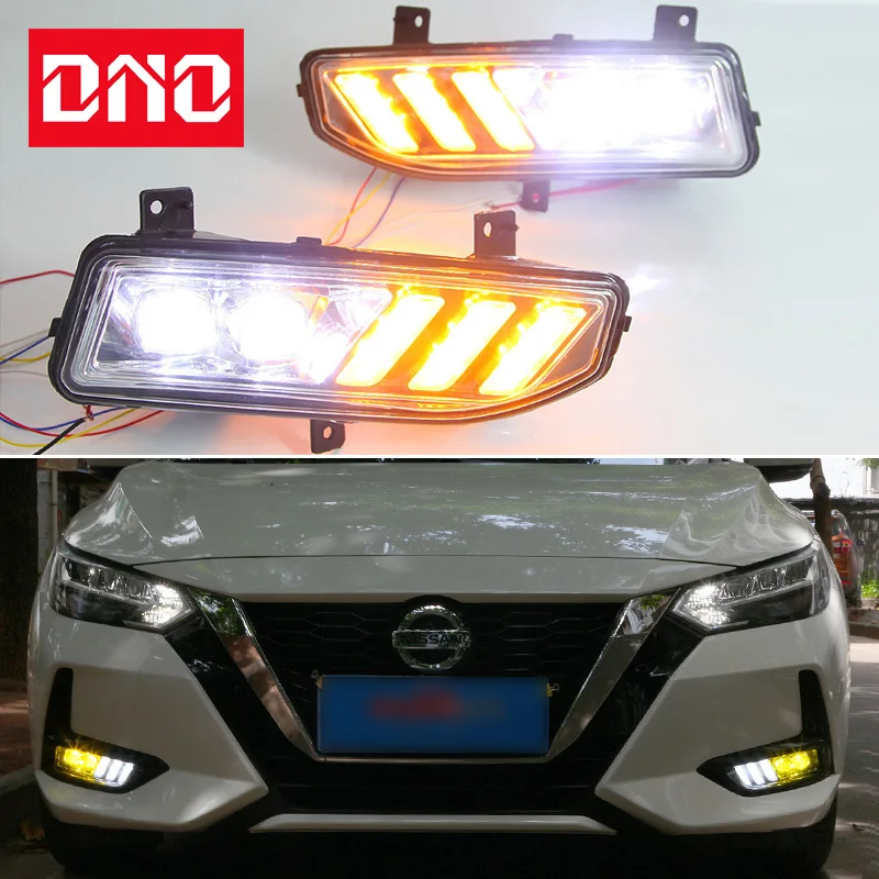 

Car LED Daytime Running Headlamps For Nissan sylphy 2017 2018 2019 2020 Daylights Yellow Turn Signal DRL Car Foglamps