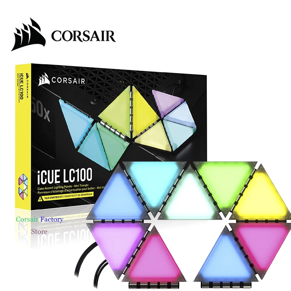 iCUE LC100 Case Accent Lighting Panels — Mini Triangle — 9x Tile Starter Kit