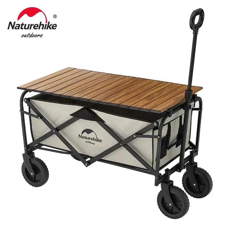 

Ultralight 160L Outdoor Cart Portable Folding 10cm Thick Tire Park Trolley 120Kg High Load Family Table Car Travel Camping Wagon